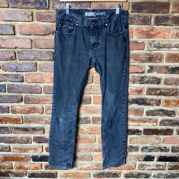 Freeworld Gray Black Denim Messenger Skinny Jeans Men's Size 31x30 - Picture 2 of 7